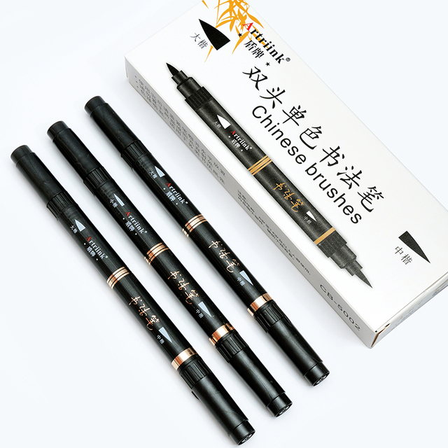 Art Calligraphy Marker Pen Dual Brush Tip Marker Pen for Calligraphy Project Writing Office School Stationery Students