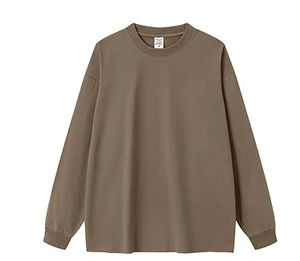 Camiseta de manga larga con estampado personalizado para hombre, Camiseta básica de cuello redondo, camiseta de manga larga de gran tamaño con hombros caídos de algodón - Product Image 5