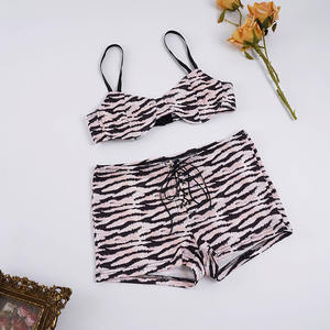 Ensemble deux pièces Y2K à imprimé animal, tricot, col sans col, sexy, bralette et short, corset à nouer sur le côté, décontracté, mini - Product Image 6