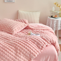 Parure de lit en flanelle de lait écologique, moderne, couleur unie, personnalisable, pour lit King Size, avec couverture et protège-matelas, pour usage domestique, en velours