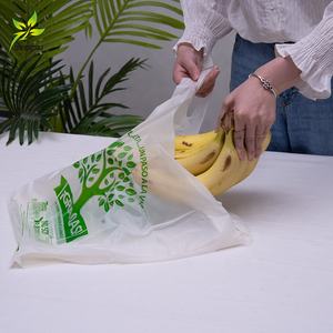 Sacs en T-shirt biodégradables en PLA PBAT à base d'amidon de maïs imprimés sur mesure, sacs de courses compostables pour supermarchés, certifiés EN13432 - Product Image 3