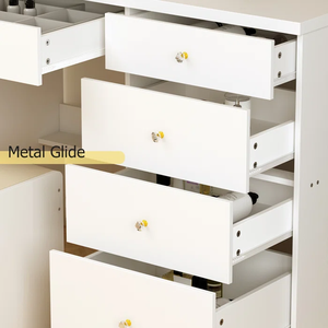 Coiffeuse en bois blanc brillant, Design élégant, coiffeuse, <span class=keywords><strong>Table</strong></span> de maquillage avec écran tactile, miroir LED pour chambre de fille - Product Image 6