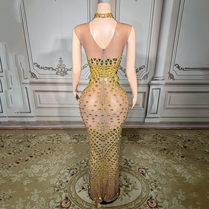 Novance Y3737-B <strong>Gold</strong> Rhinestone Clothing Womens Elegant Lady Clothes Sleeveless Luxury Evening <strong>Dresses</strong> for Birthday <strong>Party</strong> - Product Image 6