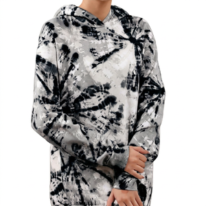 เสื้อฮู้ดโอเวอร์ไซส์ยูนิเซ็กซ์ ลายมัดย้อม แขนยาว ผ้าถัก โพลีเอสเตอร์/คอตตอน ฟลีซ  รักษ์โลก ระบายอากาศได้ดี สวมใส่สบาย เหมาะสำหรับฤดูหนาว - Product Image 1