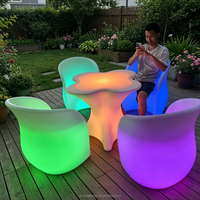 Ensemble de table de bar LED écologique 16 couleurs pour boîte de nuit, extérieur, forme de fleur, avec chaises de bar pour événements/fêtes/jardin