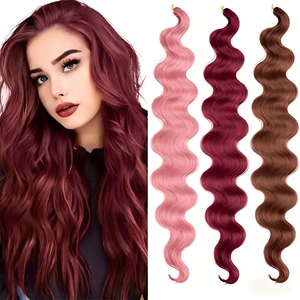 WholesaleAnna Ocean Body Wave Bulk Hair Silky Bounce Extensioni per <span class=keywords><strong>capelli</strong></span> sintetici ondulati resistenti alle alte temperature per trecce all'uncinetto - Product Image 1