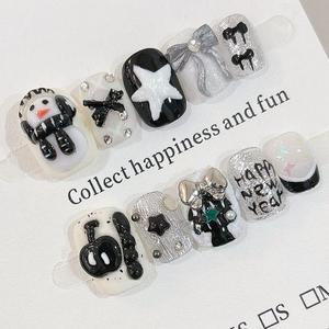 <span class=keywords><strong>Uñas</strong></span> Postizas Rojas Navideñas Estilo Francés Hechas a Mano, Nuevo Diseño, <span class=keywords><strong>Uñas</strong></span> Artificiales Personalizadas para Salón de <span class=keywords><strong>Uñas</strong></span>, Uso al por Mayor - Product Image 3