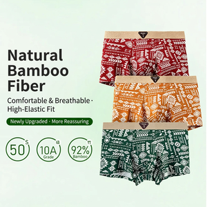 Calzoncillos Bóxer para Hombre, Fibra de Bambú, Transpirables, Antibacterianos, Corte Medio, Diseño Geométrico, Sin Costuras - Product Image 4