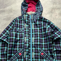 Veste en nylon à carreaux imperméable réversible personnalisée OEM avec fermeture éclair, doublure en coton double face, légère et avec capuche