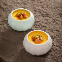 Bol en céramique écologique poli en forme d'ormeau, résistant aux éclats, pour soupes, idéal pour restaurants et hôtels