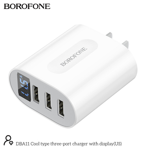 <span class=keywords><strong>Borofone</strong></span> OEM DBA11สหรัฐปลั๊กแรงดันไฟฟ้าจอแสดงผลดิจิตอลปัจจุบันสามพอร์ตชาร์จผนัง - Product Image 3