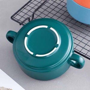 Tazón de Sopa de Cerámica Blanco Creativo al por Mayor, Tazón de Fideos de Cerámica de 4 Pulgadas, Tazón de Ensalada de Porcelana con Asa para Lavavajillas - Product Image 3
