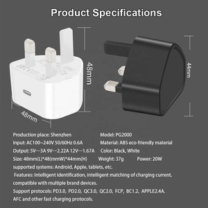 <span class=keywords><strong>Chargeur</strong></span> mural USB C HNT 20W GaN avec prise UK, adaptateur de charge rapide PD 3.0 pour <span class=keywords><strong>iPhone</strong></span> Pro Max iPad, certifié CE UKCA - Product Image 6