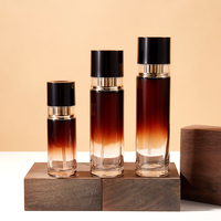 Ensemble de flacons en verre transparent de luxe pour soins de la peau, 40/100/120 ml, avec pompe à lotion, format voyage, échantillon, impression de logo