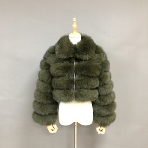 Ventes en gros d'usine, manteaux en fourrure véritable, manteaux en fourrure d'hiver chauds pour femmes, 100% fourrure de renard, veste courte avec fermeture éclair - Product Image 1