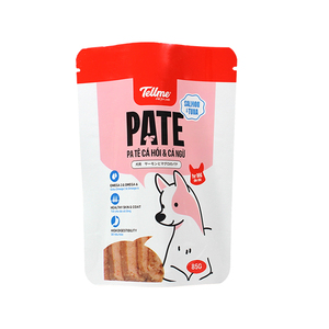 Pochettes personnalisées multilingues imprimées avec bord rouge pour aliments pour animaux, emballage de friandises humides pour chiens conformes aux normes d'exportation de l'Asie du Sud-Est - Product Image 1