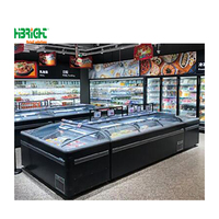 Armoire de présentation de viande avec logo de taille personnalisée congélateur d'île combiné d'affichage de supermarché ouvert par le haut