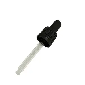 18mm 18/415 18/410 Black Tamper Evident Ring Proof Glass Dropper with High resistance Bulb to Chemicals Glass Bottles