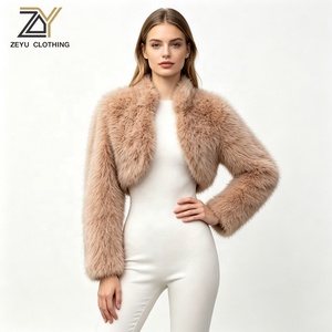 <span class=keywords><strong>Veste</strong></span> courte élégante en fausse fourrure rose poudré pour <span class=keywords><strong>femme</strong></span> Zeyu, ouverte sur le devant, à manches longues, duveteuse, manteau court, manteaux en fausse fourrure écologiques pour <span class=keywords><strong>femme</strong></span> - Product Image 1