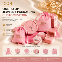 Boîte à bijoux en velours de qualité supérieure personnalisée DEQI, petite boîte à bagues, boîte à pendentifs, ensemble d'emballage de marque de bijoux personnalisé, boîtes cadeaux pour bijoux