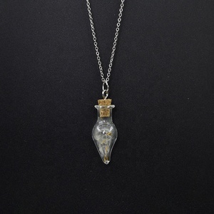 Ciondolo Bottiglia dei Desideri in Vetro Trasparente a Forma di Soffione |   Collana con Ciondolo a Forma di Tappo di Sughero in Diversi Stili, Regalo Perfetto per <span class=keywords><strong>Amici</strong></span> - Product Image 1