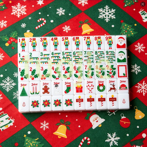 Custom Modern Portable Christmas American Mahjong Set 160 Pieces Engraved Acrylic Tiles Premium Holiday Gift Set - Product Image 3