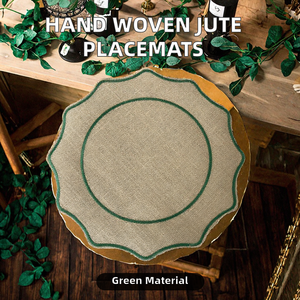 Manteles Individuales de Yute Tejidos a Mano, Estilo Moderno Vintage, Cubiertas Redondas Personalizadas para Mesas de Boda, Venta al Por Mayor - Product Image 2