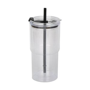 Bulk Wholesale 20oz <b>Plastic</b> Tumbler Double Wall with Straw Lid for Food Truck Street Beverage - Product Image 1