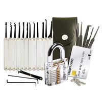 Ensemble de sélection de serrure de 20 pièces avec ensemble de sélection de serrure de carte de crédit et cadenas d'entraînement Transparent