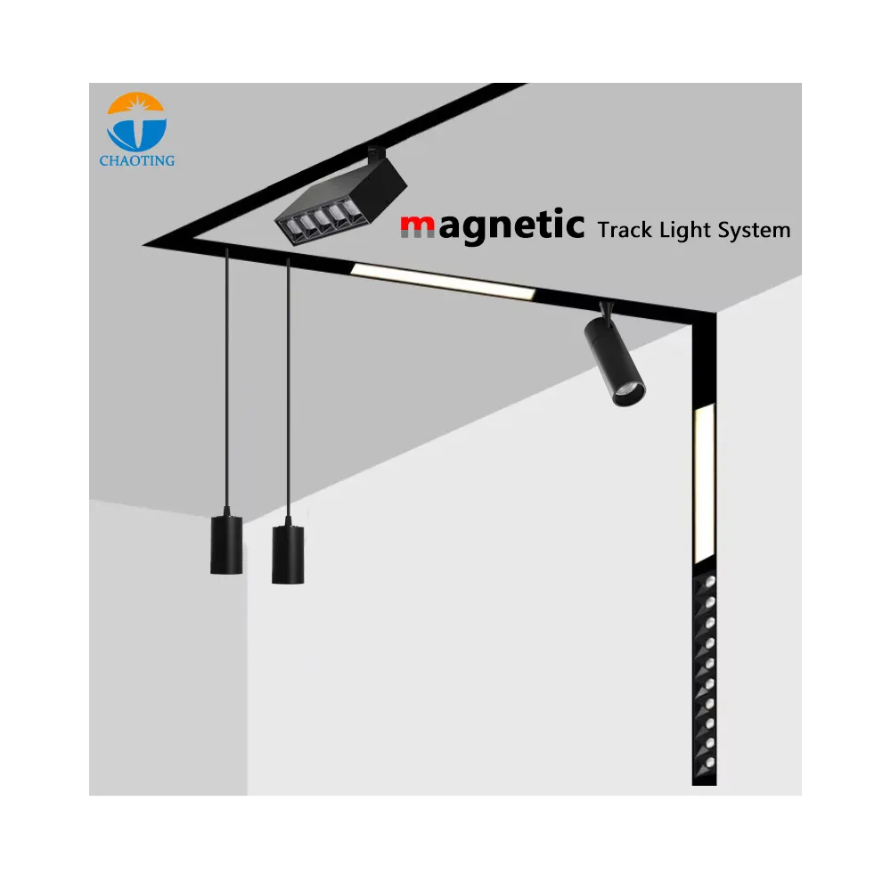 Новый дизайн, 220 В, магнитная трековая система, Подвесной Потолочный подвесной кулон, скрытый встраиваемый Магнитный рельс, магнитный светильник
