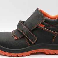 Zapato de seguridad MaxiTough de cuero vacuno repujado con puntera de acero y compuesto, puntera de fibra de vidrio, doble inyección de PU, corte bajo para construcción.