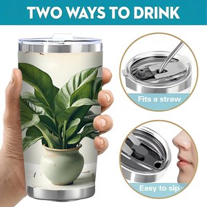 Vaso Natural de 20 oz en Tonos Tierra con Laterales Plateados - Product Image 5
