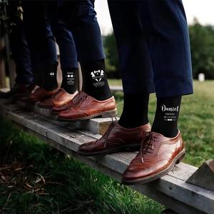Customized Groomsmen <b>Socks</b> with Personalized Name - Bespoke Wedding Day Gifts for Groom Crew - Cotton Dress <b>Socks</b> - Product Image 5