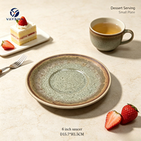 Ensemble tasse à thé et soucoupe en porcelaine de 6 pouces style gastronomique avec dessous de plat de service, compatible lave-vaisselle, origine Anhui, pour usage en restaurant et domestique