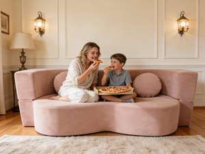 Sofá Curvo en Forma de S de Terciopelo, Comprimido y Sellado al Vacío, Cojín Redondo Modular, Sofá Pequeño para Oficina o Espacio Reducido - Product Image 2