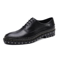 Willow Stud sepatu Oxford pria, alas kaki Formal bisnis kulit sapi lapisan pertama laki-laki