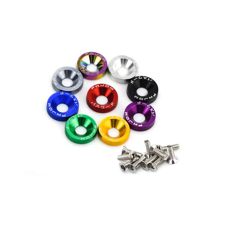 CNC Anodized Color Countersunk Washers M6 Hardware Tools Aluminum Fender Washer With Bolt