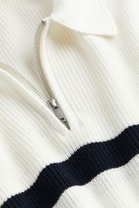 Suéter a rayas de manga larga informal de algodón OEM y ODM con logotipo personalizado para hombre, suéter holgado con cremallera - Product Image 6