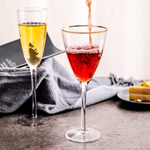 Verre à flûte à champagne de luxe 9oz cristal clair <span class=keywords><strong>tulipe</strong></span> grillage verres à champagne à bord doré - Product Image 3