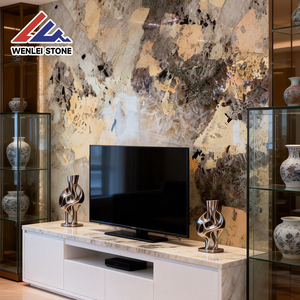Losa de Mármol Blanco Platino Natural Wenlei de Lujo con Vetas Doradas y Negras, Altamente Translúcida, para Uso <span class=keywords><strong>en</strong></span> Interiores de Cocinas de Villas - Product Image 2
