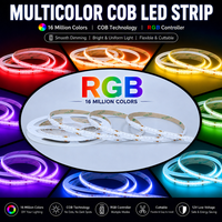 Bande LED COB USB 5V 8mm RGB 576 LED/M sans points, auto-adhésive, flexible, à changement de couleur pour TV, PC, décoration d'intérieur