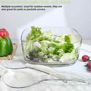 <b>Large</b>-capacity Eco-Friendly Transparent Acrylic Modern Food Salad Serving and Stirring Container with Utensils Included - Product Image 3