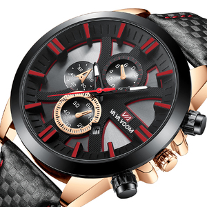 Montre chronographe sport pour homme, boîtier en fibre de carbone, bracelet en cuir, montre-bracelet avec date pour homme - Product Image 4