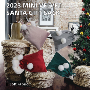 Mini sac de Noël en velours avec monogramme, sublimation, sac cadeau de Noël, sac de Noël en velours avec ruban <span class=keywords><strong>et</strong></span> pompon, cordon de serrage - Product Image 2