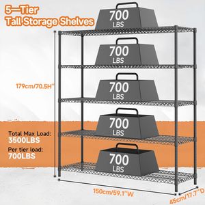 MZG Industrial Wide <b>Wire</b> Shelving Garage Heavy Duty High Capacity Metal <b>Wire</b> Storage <b>Shelves</b> Unit Rack with Wheels - Product Image 4