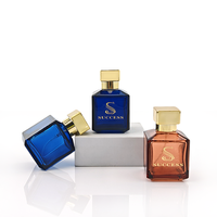 Flacon pulvérisateur de parfum à brume fine, flacon en verre bleu mat de luxe, estampage à chaud carré, sérum pour le soin de la peau