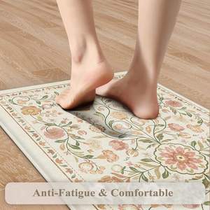 KIMODE Tapis de cuisine Farmhouse Tapis 2 pièces anti-fatigue Boho Floral rembourré PP 17 "x 47" + 17 "x 29" Ensembles de cuisine au sol - Product Image 1