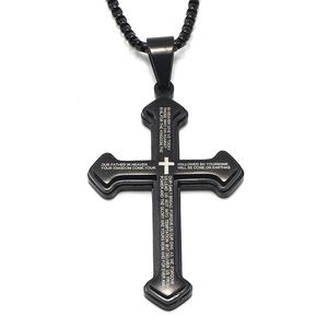 Collar con Colgante de Cruz de Acero Inoxidable con Versículo Bíblico, Joyería Religiosa con Diseño de Jesús, Cadena de Moda Estilo Hip Hop para Hombre, Regalo - Product Image 5