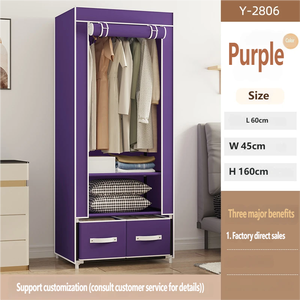 Armoire à double ouverture avec tiroirs, étagère suspendue, portable, en tissu, <span class=keywords><strong>pour</strong></span> dortoir, appartement en location, montage facile, rangement - Product Image 4