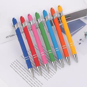 Kleurrijke metalen balpen met zachte rubberen stylus, aangepast logo voor zakelijke relatiegeschenken, promotionele executive pen - Product Image 3